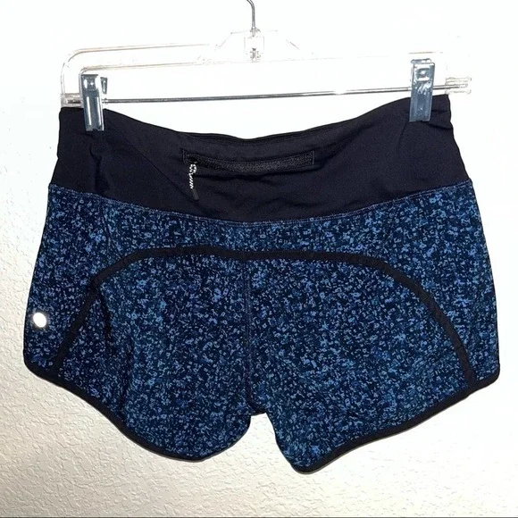 Lululemon Run Times Short Bubbles Pipe Dream Blue Black / Black Size 4 - Picture 2 of 4